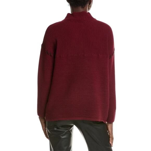 NWT T Tahari Funnel Neck Ottoman Sweater Bordeaux Red - Size Medium - Picture 2 of 11